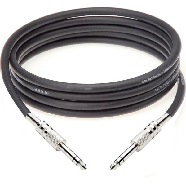 NAT Shielded Balanced Signal Instrument cable Black – TRS Male Chrome – TRS Male Chrome (stereo jack)