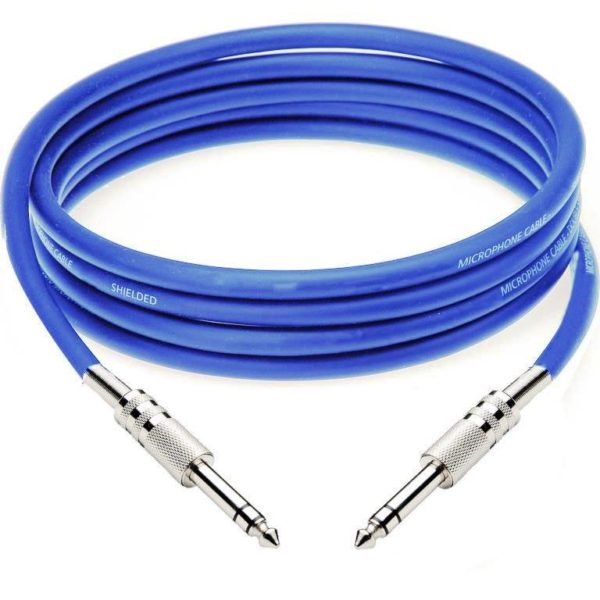 NAT Shielded Balanced Signal Instrument cable Blue – TRS Male Chrome – TRS Male Chrome (stereo jack)