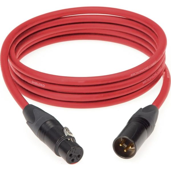 NAT Shielded Balanced Signal Mic cable Red – XLR Male Black – XLR Female Black.